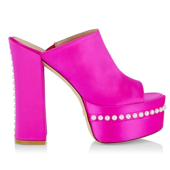 NEW Stuart Weitzman SkyHi satin platform sandals - Picture 1 of 16